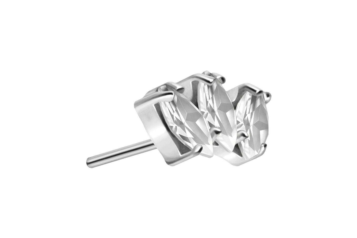 Titan Aufsatz mit Push Pin 3 KRISTALLTROPFEN von Piercingline